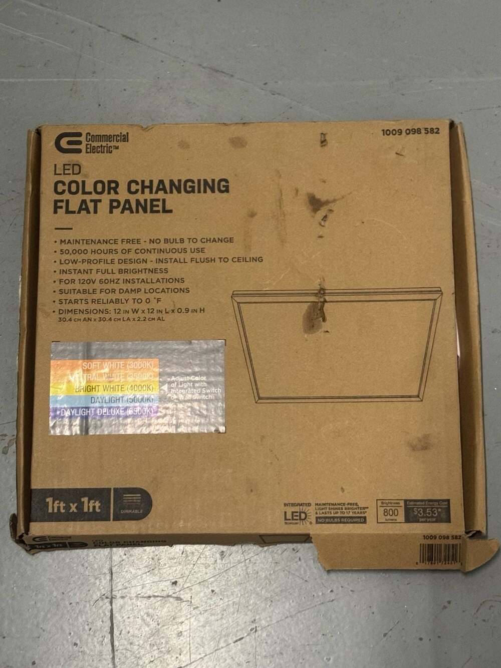 Commercial Electric 1Ft x 1Ft LED Color Changing Flat Panel Light